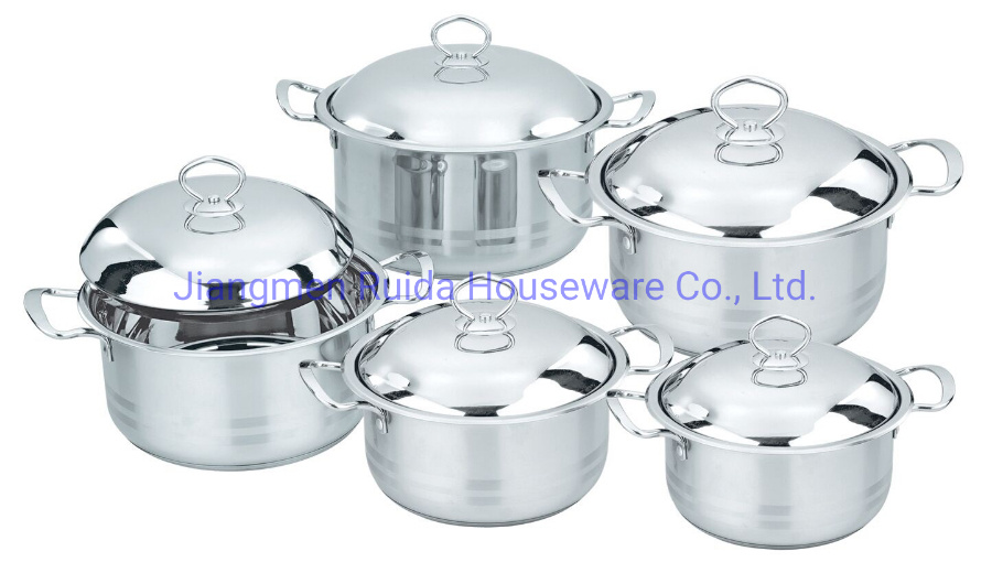 Big Capacity 6/8/10PCS Stainless Steel Stock Pot Cookware Kitchen Utensils