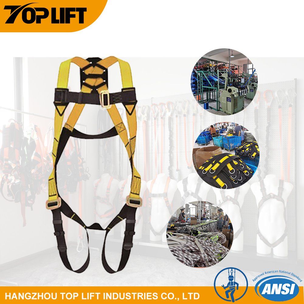 ANSI Industrial China OEM Manufacturer Supplier Polyester Webbing Full Body Harness Safety Belt