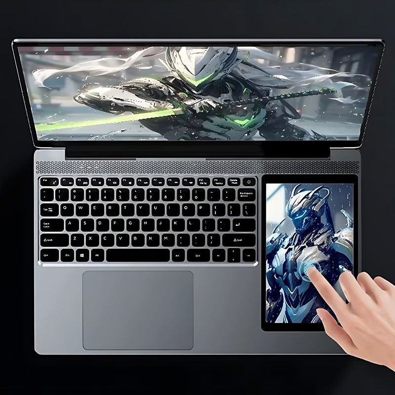 2025 New Design Ds156 Personal & Home Laptop Computer Touch Double Screen Cpu N100 Ram 32gb 15.6" + 7" Dual Screen Laptop