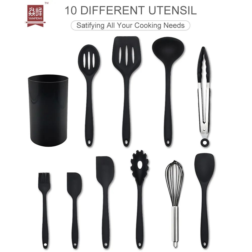 10PCS Silicone Kitchen Accessories Kitchen Utensils Set Cocina Silicone Kitchen Cooking Utensils Set