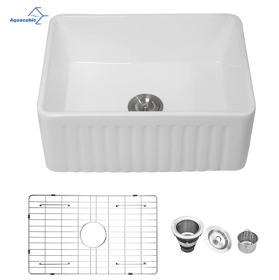 Wholesale Kitchen Sink Minimalist Design Rectangular White Single Bowl Ceramic Sink Without Faucet