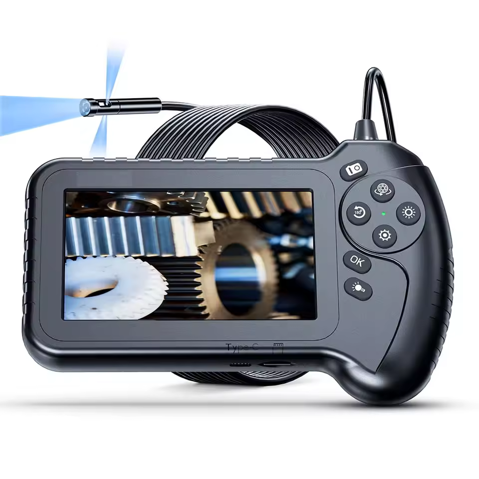 Triple Lens Endoscope Inspection 3camera Borescope 5inch Ips Screen Industrial Hd Scope Three Cam With Light,Waterpoof Pq318c