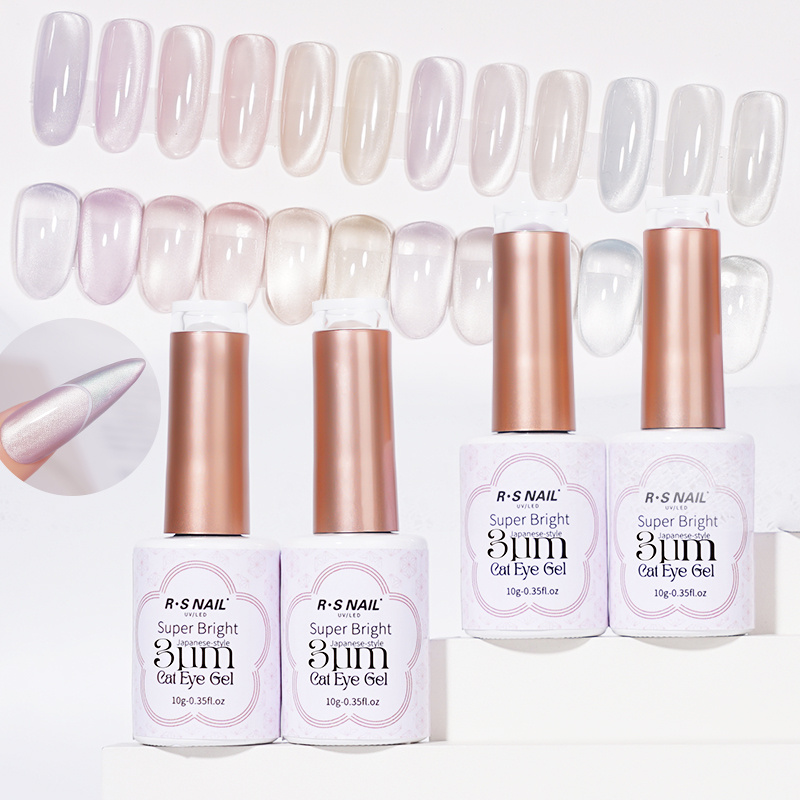 R S Nail 12 Colors Hema Free Cat Eye UV Nails Gel Private Label Super Bright 3μ M Japanese Style Cat Eye Gel