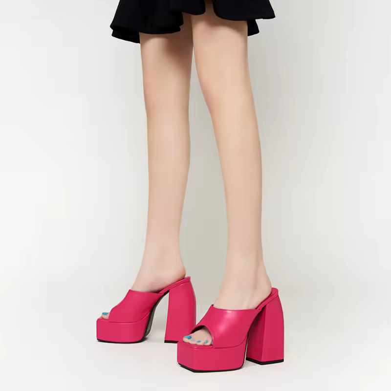 Support Oem/odm Women Genuine Leather Thick Heel Ladies Platform Sandals