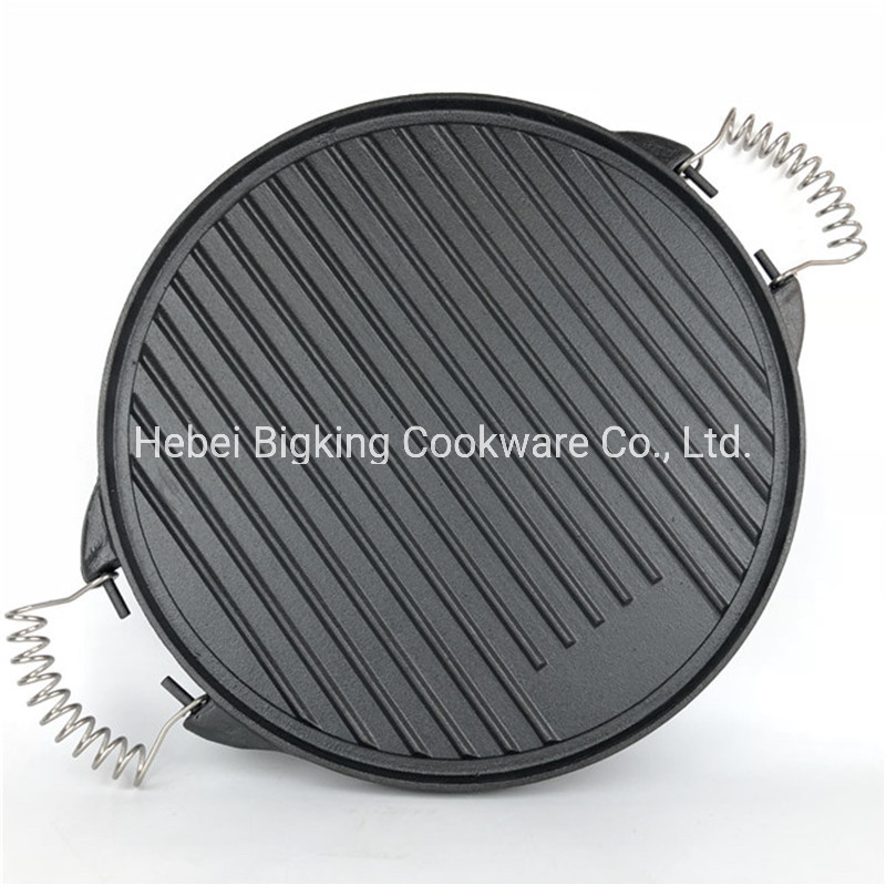 High Quality Double Side Preseasoned Cast Iron Grill Pan Griddle Plate