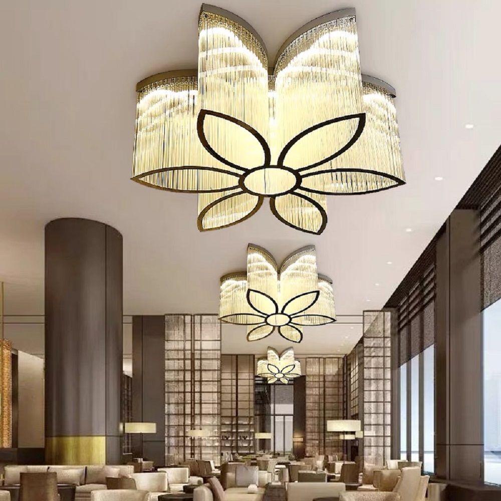 Elegant Flower Shape Crystal Interior Lighting Indoor Ceiling Decoration Lamp LED Motif Light