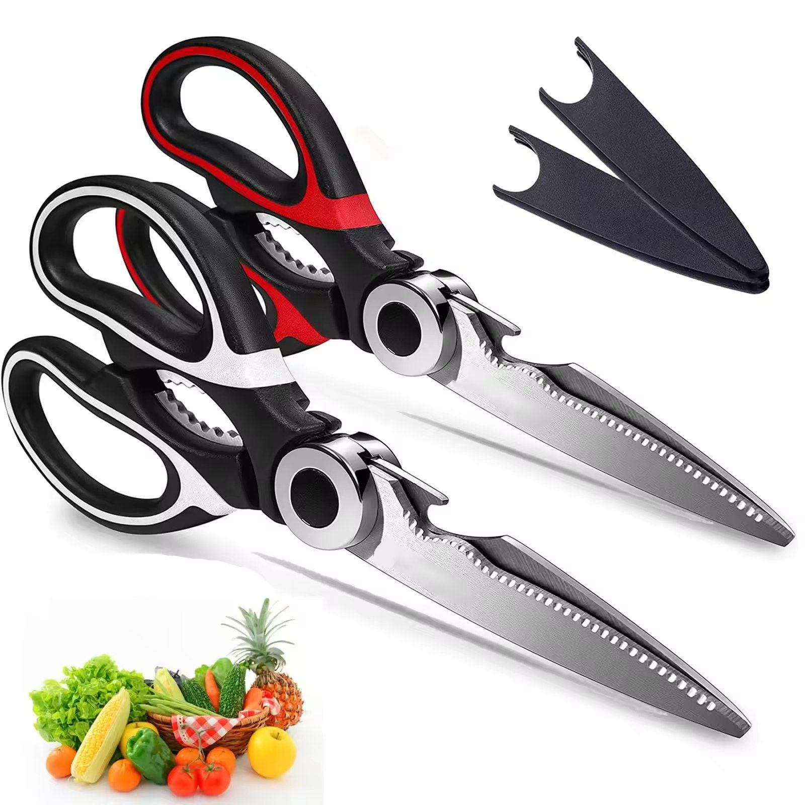 New Kitchen Scissors Thickened Stainless Steel Multifunctional Scissors Chicken Bone Scissors Quality Shears Extremely Sharp Scissors
