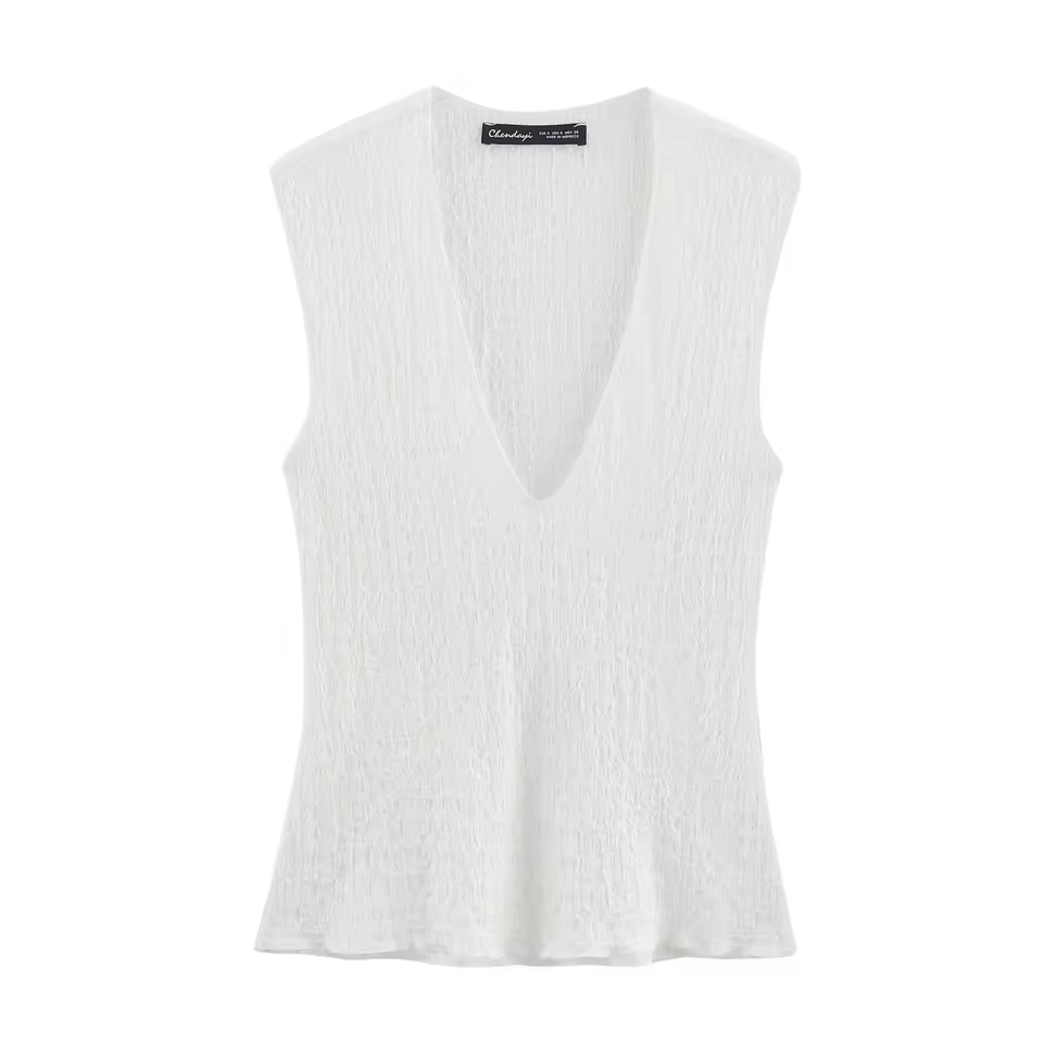 V Neck White Color Sleeveless Hot Sale Causal Fashion Women's Tank Tops