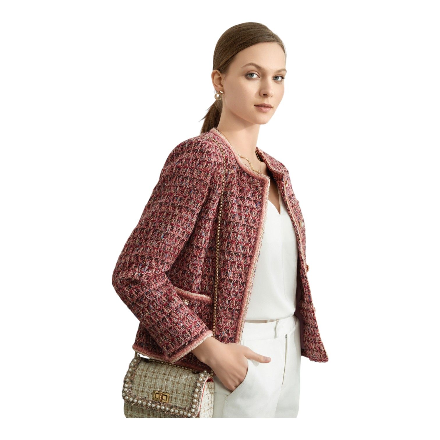 Contemporary Cropped Shape for a Trendy and Stylish Look Made to Measure Tweed Jacket