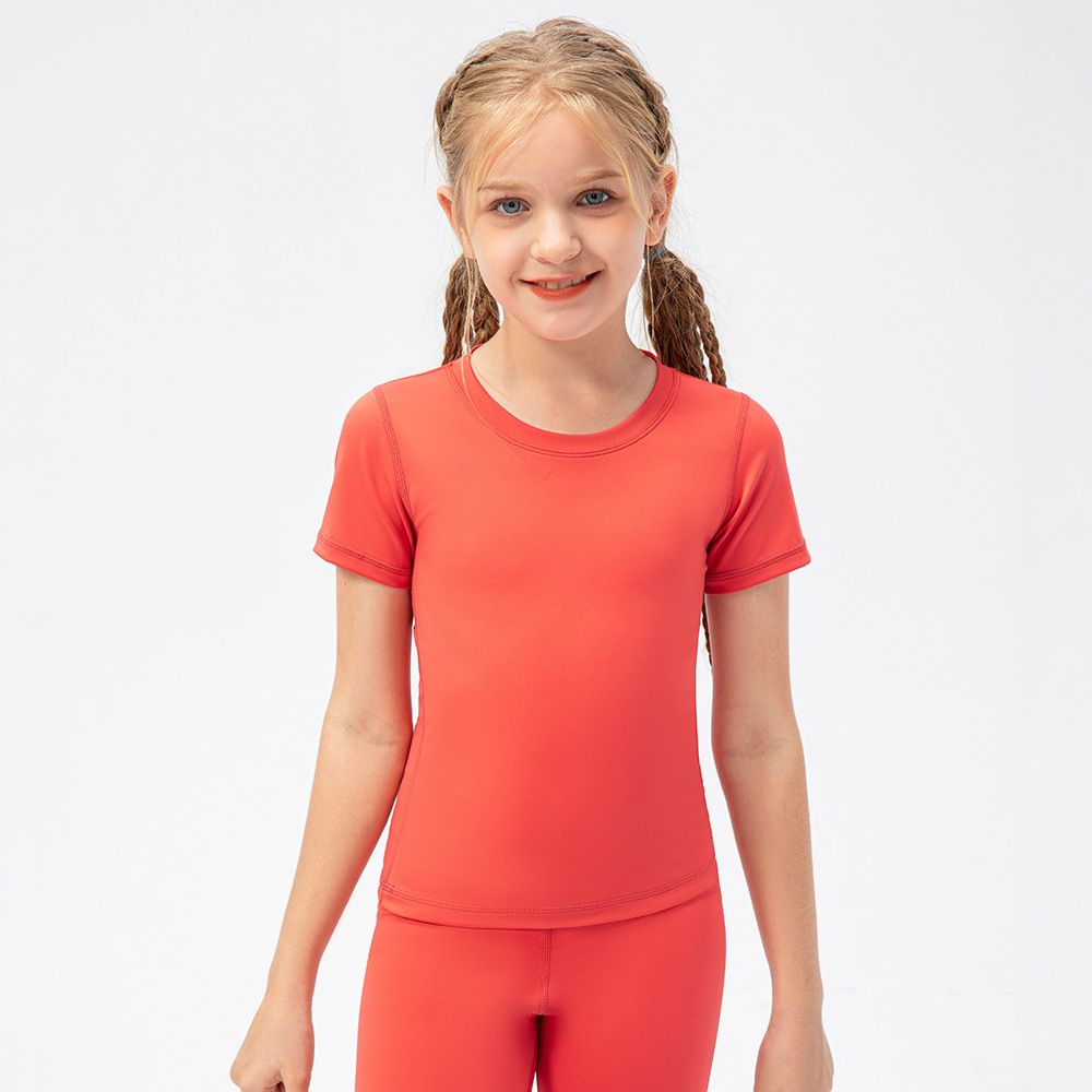 Girls' Gym Crop Top Compression Yoga Shirts Workout Sportswear Workout T Shirt