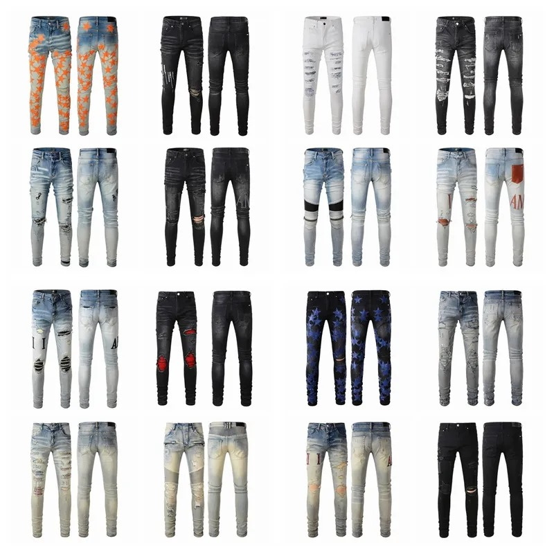 Famous Brand Designer Trend Denim Pants for Men New Styles Close-Fitting Jeans in Stock
