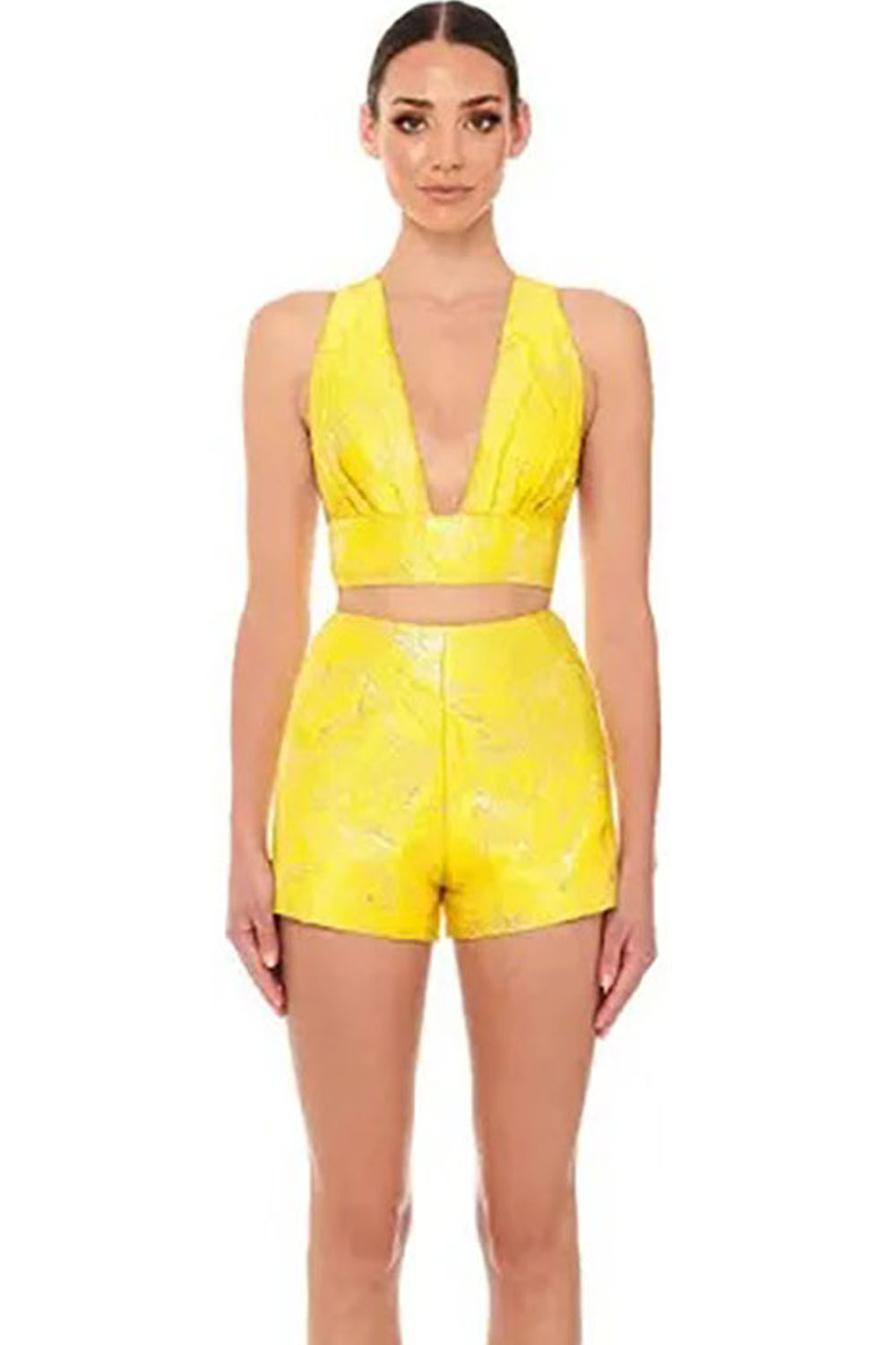 Sleeveless V Necked Sling Two Piece Set Deep V Backless New Design Skirt Eiderdown Party Dress