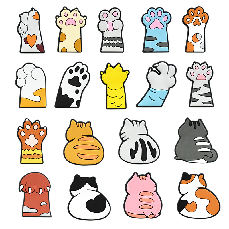 Cute Pet Cat PVC Soft Glue Drip Mold Detachable Decorative Buckle for Hole Shoes, Shoe Flowers, Shoe Buckles, Cross-Border DIY Accessories in Stock.