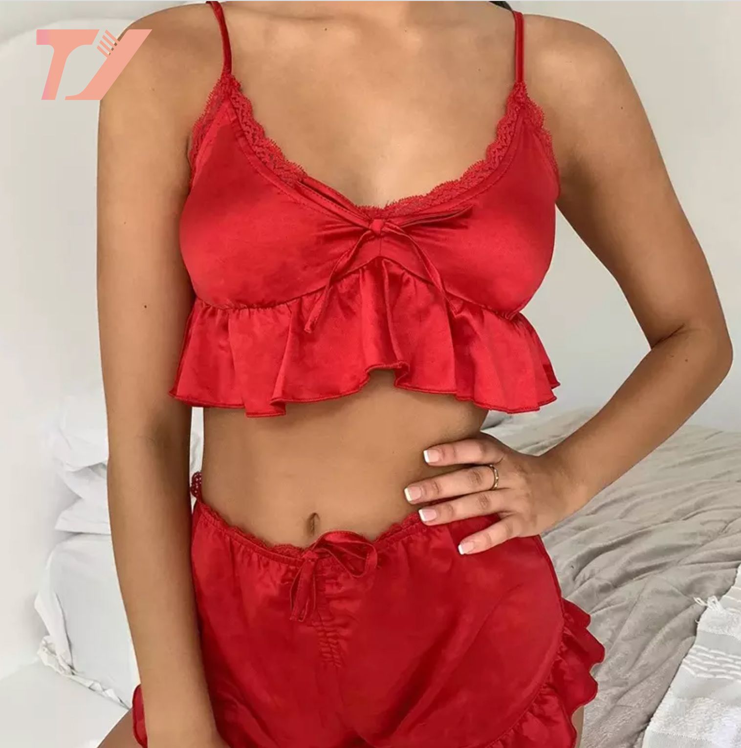 New Arrivals Sexy Fashion Stain Leisure Wear Sleepwear Women Pajamas Two Piece Lingerie Sets Women's Sleepwear