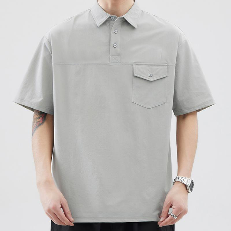 Stylish Loose Fit Men's Polo Shirt-Breathable Short Sleeves