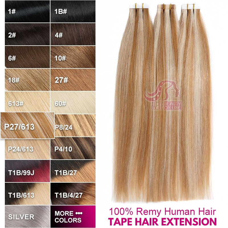 Tape Hair Extensions Human Hair Machine-Made Remy Double Sided Adhesive Tape Extensions Hair 20/40PCS Tape Ons