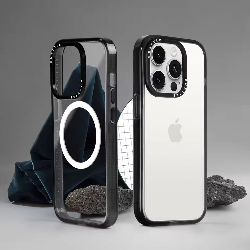 In Stock Recycled Magnetic Clear Phone Case For Printing Removable Camera Ring Custom Logo Cases For Iphone 16 15 Pro Max 14 13