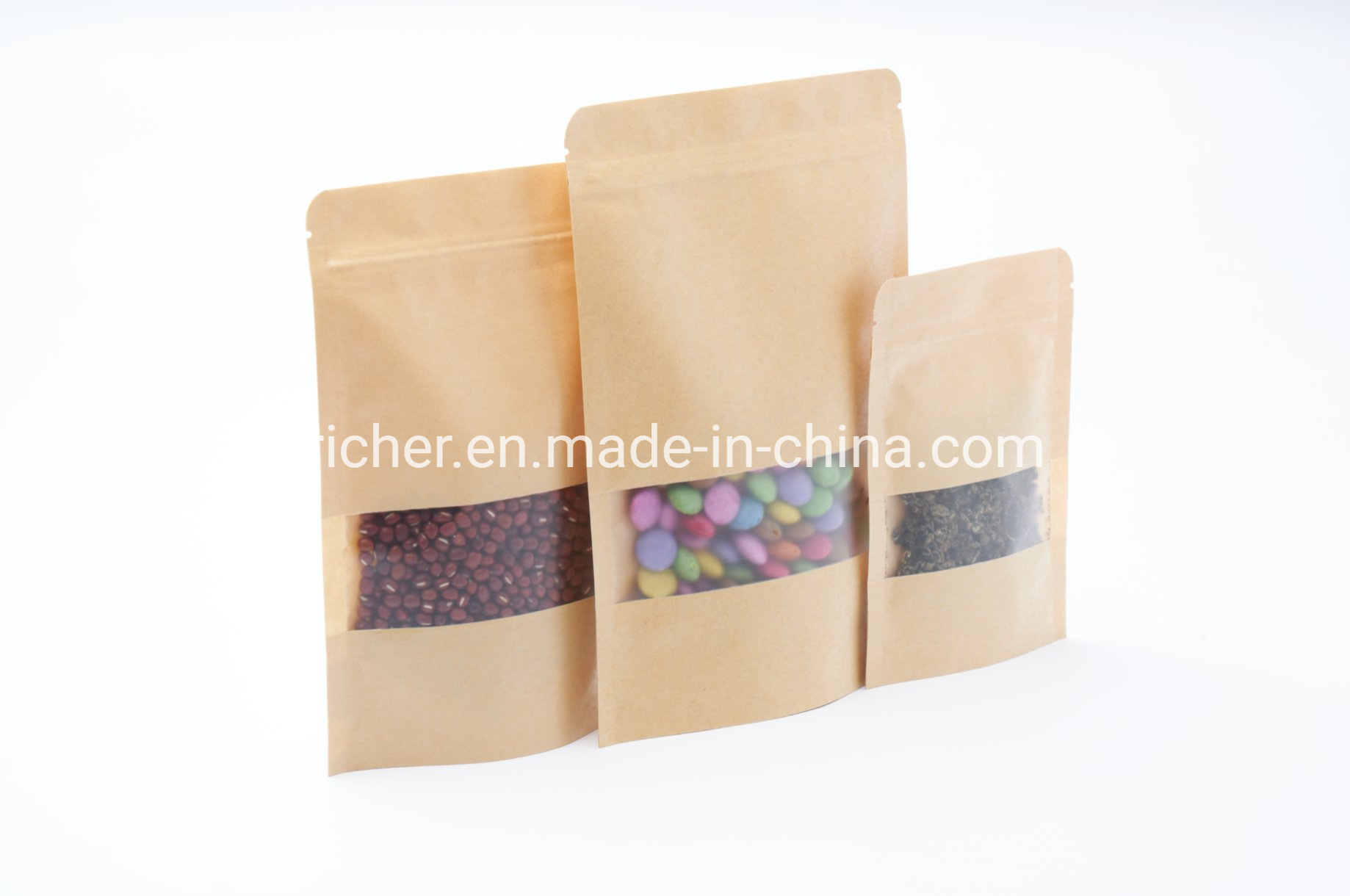 Fast Delivery Doypack Ziplock Brown White Kraft Craft Paper Standing up Pouches Food Packaging Zipper Bags