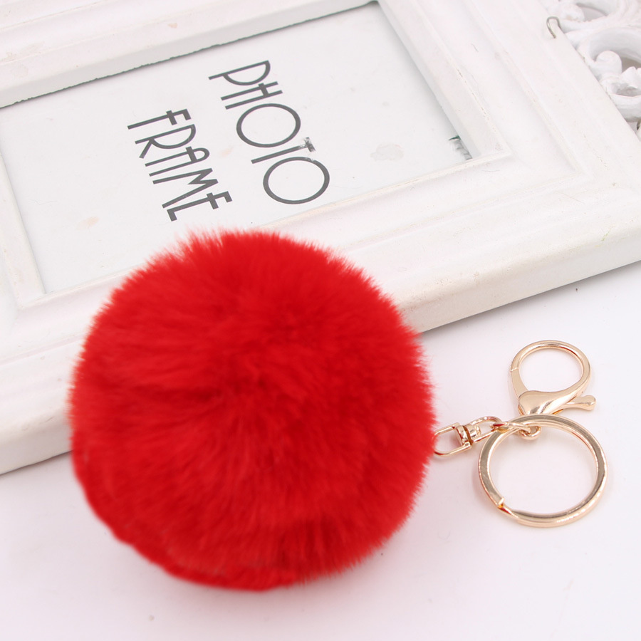 Faux Rabbit Fur Ball Key Ring for Girls Women Hats Shoes Bags Accessories 8cm POM POM Keychain