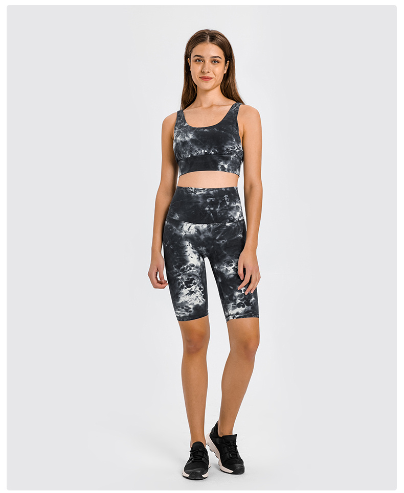 New Design Gym Workout Sports Fitness Yoga Leggings No Front Seam Tie Dye Yoga Pants Biker Shorts