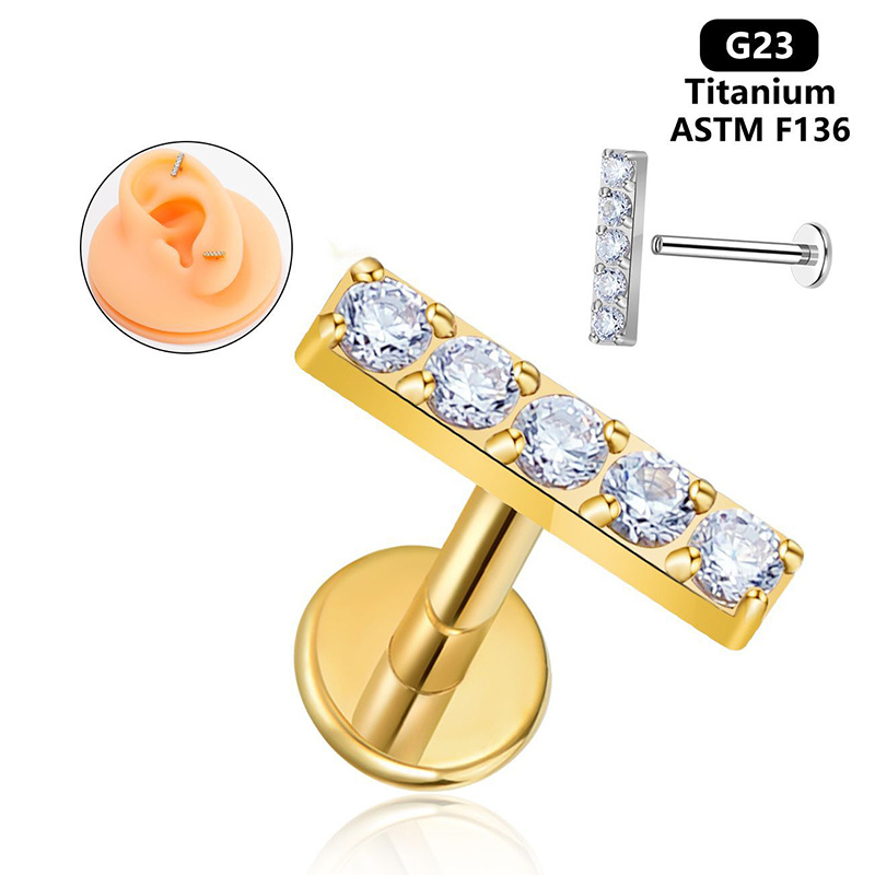 ASTM F136 G23 Titanium Daith Jewelry Tragus Septum Piercing Stud with Diamond