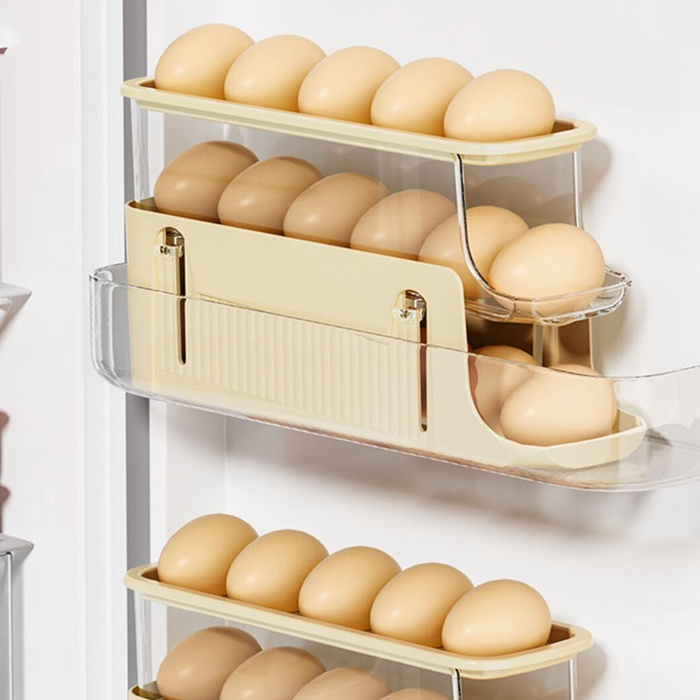 Plastic Rolling Egg Holder Foldable Kitchen Fridge Storage Container