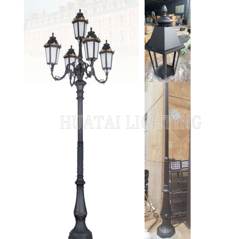 European Victorian Aluminum New Type 2m 3m 4m Outdoor LED Garden Lights Lamp Pole Light Garden Lawn Lighting