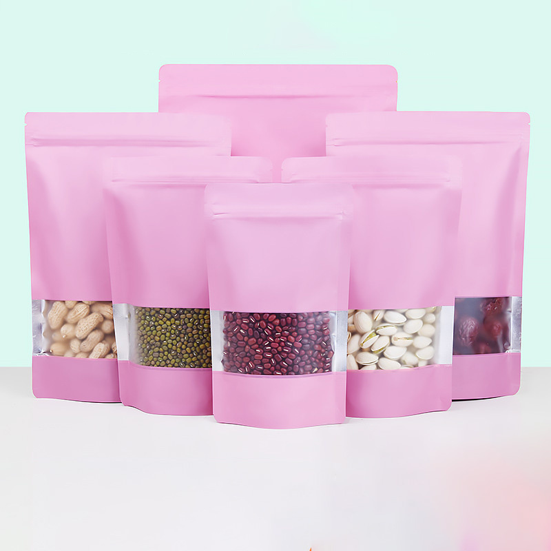 in Stock Multicolor Food Zip Lock Plastic Zipper Packaging Ziplock Aluminum Foil Stand up Pouch with Window