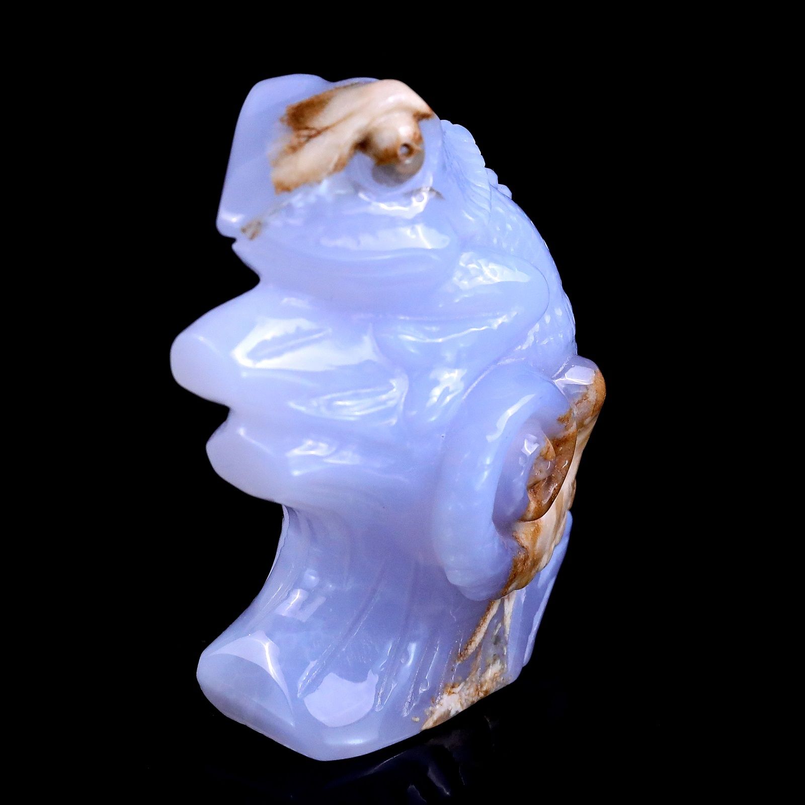 Exquisite Natural Blue Chalcedony Hand - Carved Crystal Lizard Sculpture - Perfect for Elegant Home Decor, High - Quality Craftsmanship