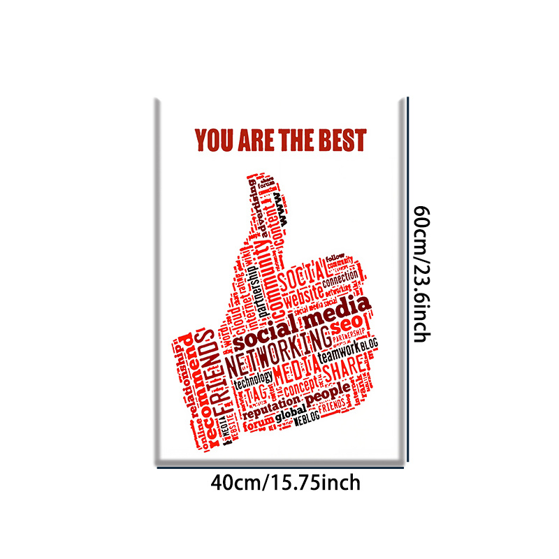 You Are The Best Social Media Typography Canvas Wall Art, Motivational Decor Piece