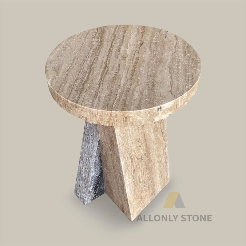 Living Room Furniture Nordic Art Design Tea Table Minimalist Cafe Homestay Side Table Modern Travertine Round Coffee Table Small Corner Side Table