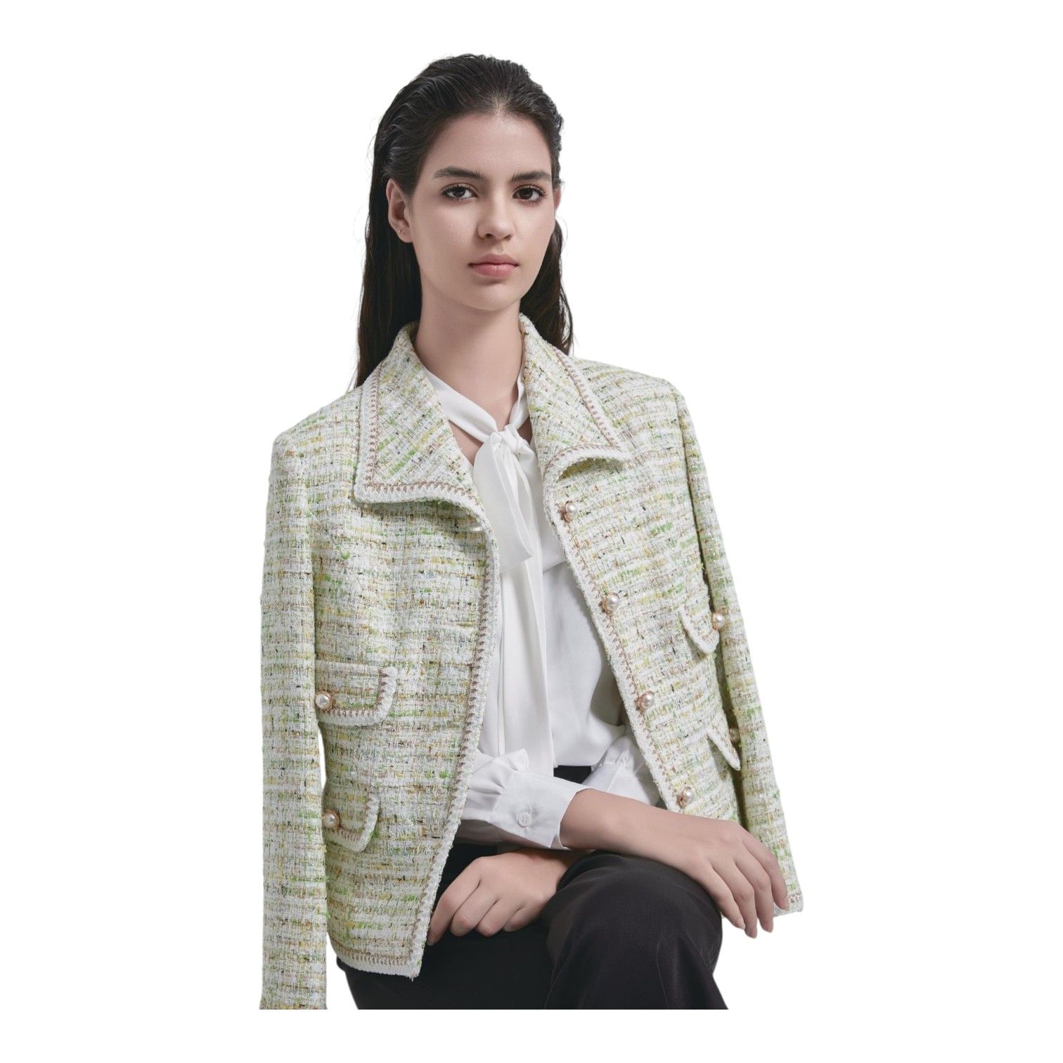 Elegant Tailored Fit Providing a Sleek and Refined Appearance for Formal Occasions Women Tweed Jacket