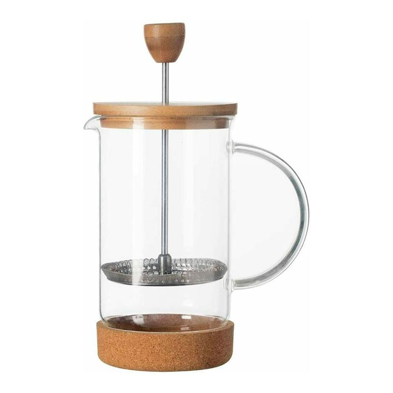 Factory French Press Coffee Maker Wood Lid Cork Bottom Base Stainless Steel Plunger