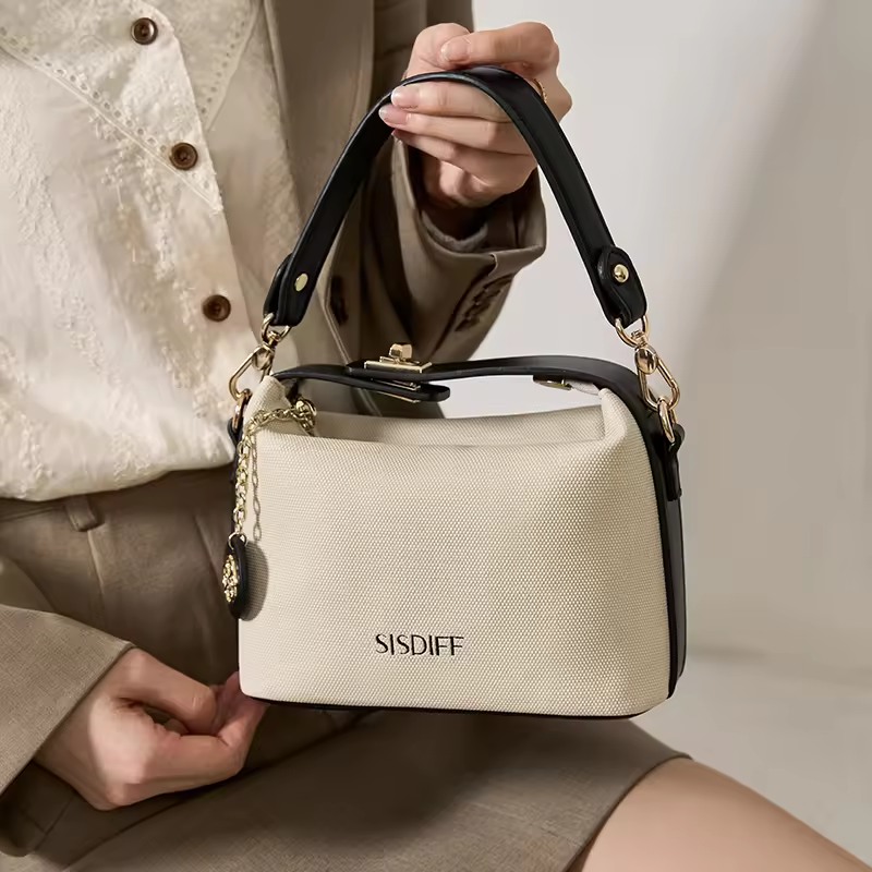 Premium Women's Cross-body Shoulder Bag Designer Fashion Purse Sequined Zipper Closure Two Handles/straps Pu Material Polyester