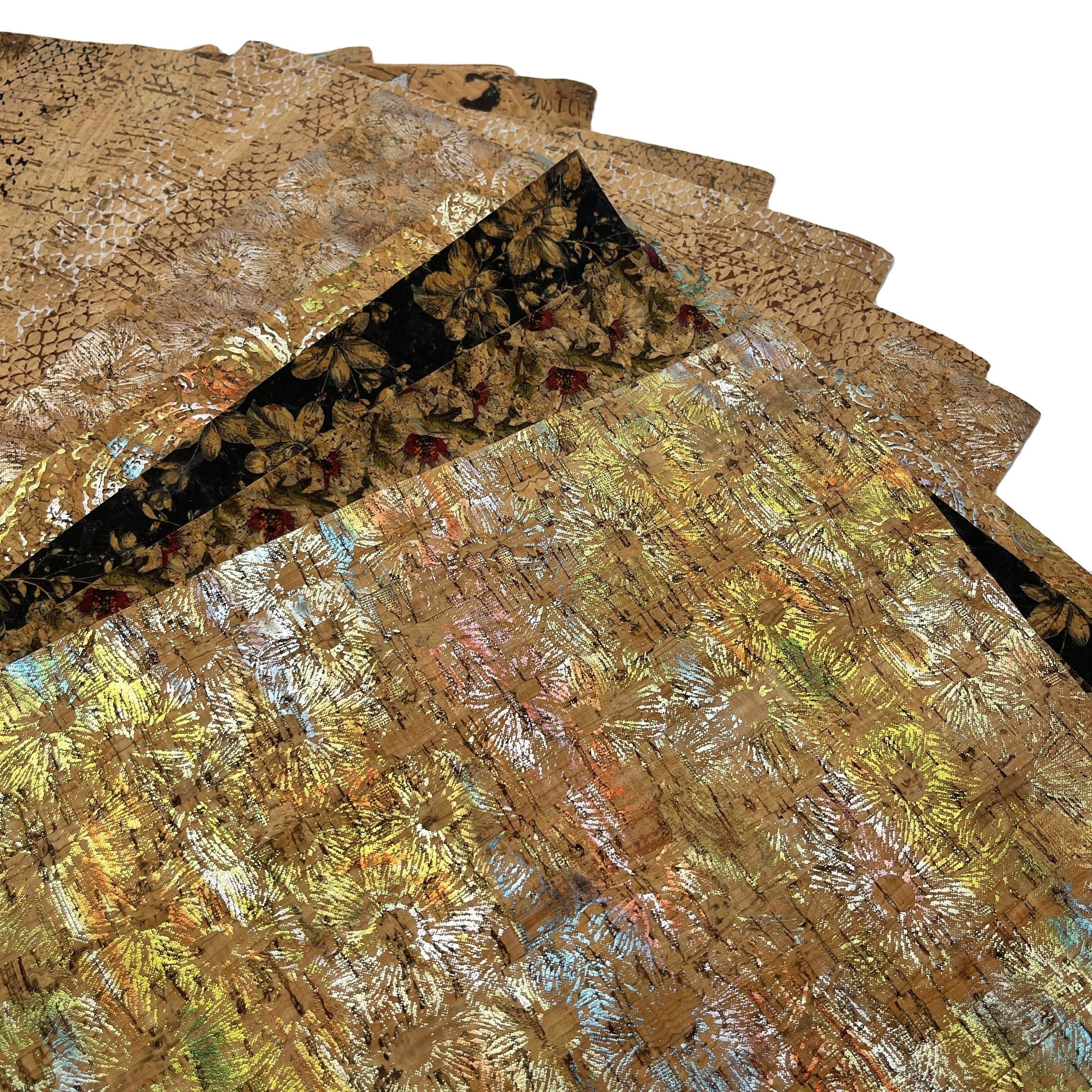 Multiple Patterns Factory Stock Natural Cork Material, Synthetic PU Leather Natural Cork Leather