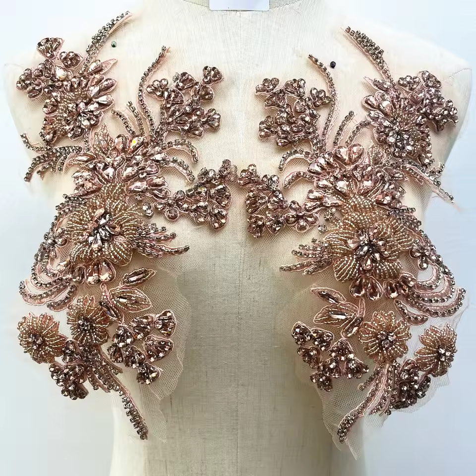 Rhinestone Fuchsia Rose Gold Bridal Crystal For Sash Shoulder Prom Dress Light Purple Crystal Applique Round Shape 2pcs Flatback