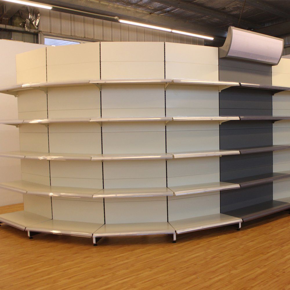 Fast Install Easy Clean Surface Supermarket Corner Shelf Display Rack