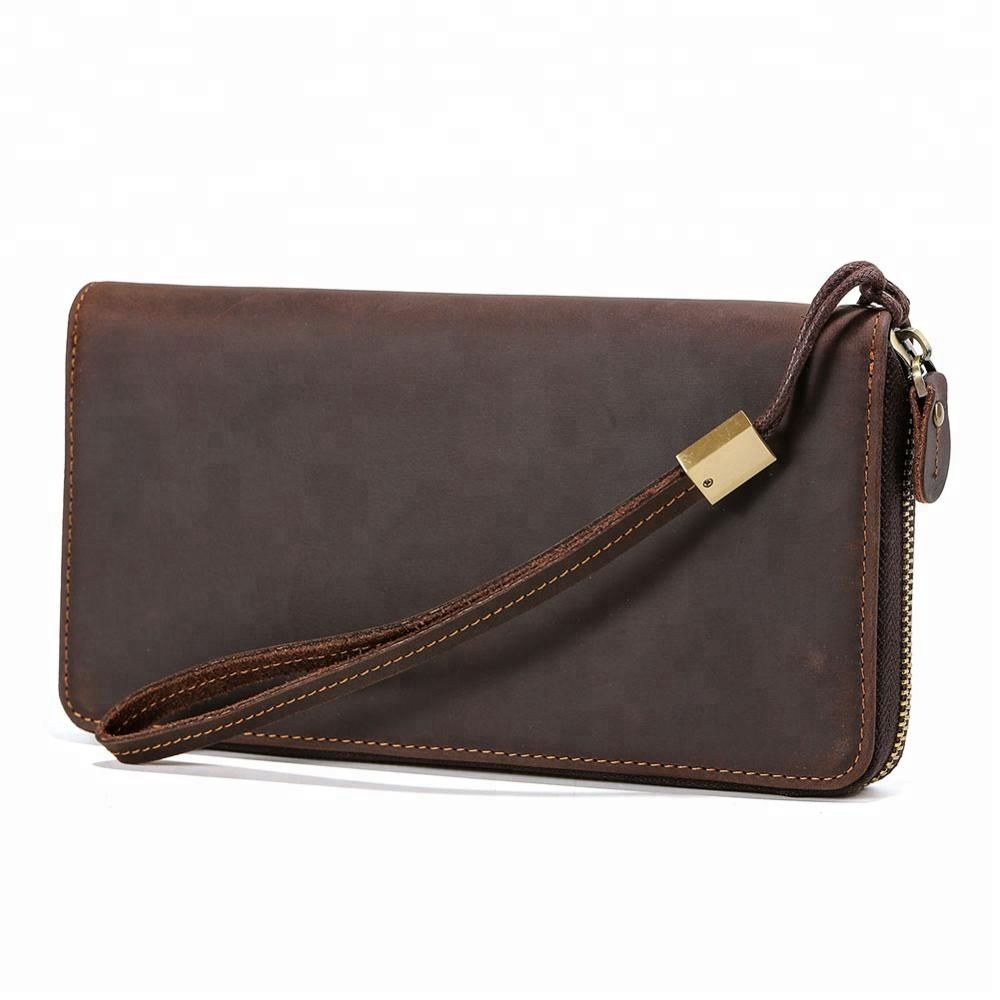 Wholesale Handmade Men Long Purse Phone Bags Male Clutch Wallets