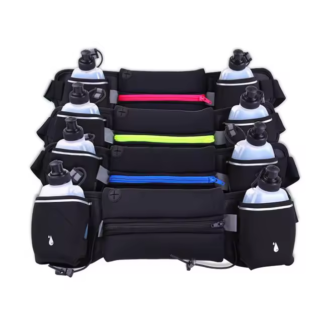 Reflective Running Hydration Belt Pack Waist Bag With 2pcs Water Bottles Holder