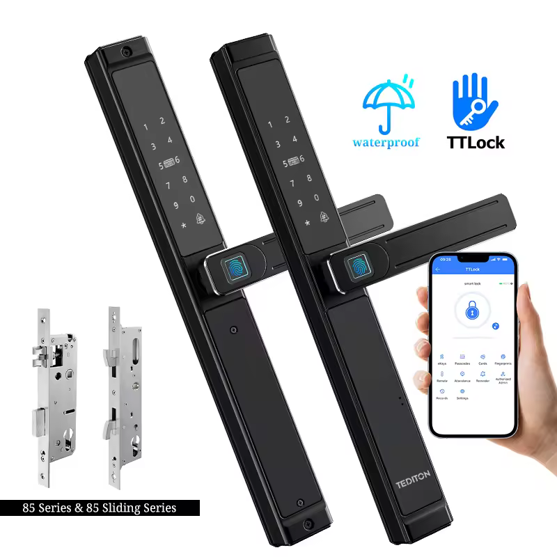 Tediton Smart Lock Manufacturer Ttlock App Outdoor Aluminum Double Sided Fingerprint Smart Door Lock 4585
