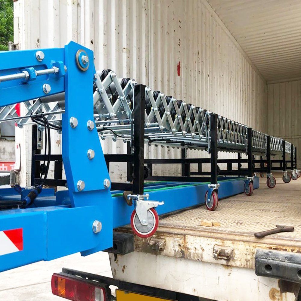 Versatile 20FT Loading and Unloading Belt Conveyor Solution with Flexible Roller Conveyor Into The Container