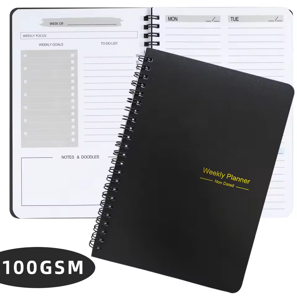 In Stock Spiral Notebook 52 Week Planner A5 Circle Schedule 100gsm Pp Cover Hard Cover English Version With 100 Inner Pages