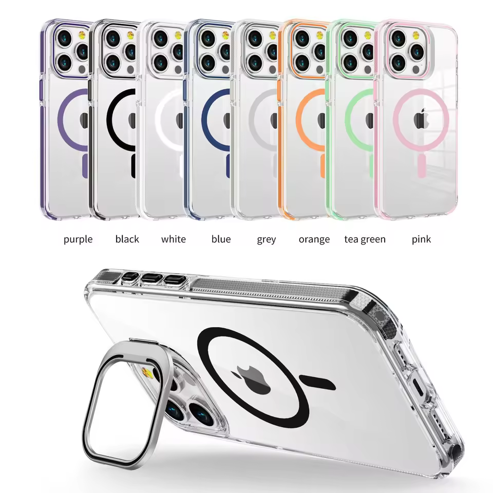 Wowcase Best Selling Metal Lens Holder Shockproof Cover Magnetic Cases For Iphone 15 14 Pro Clear Shell Phone Case Waterproof
