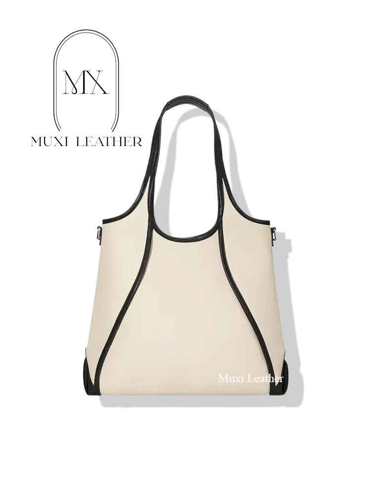 Women's Shoulder New Design Fashion Constract Color Big Light Tote Large Leather Underarm Bag