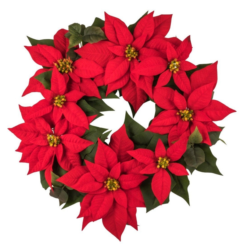 Hot Sale Artificial Christmas Flower Home Decorative Poinsettia Wreath Christmas Decoration