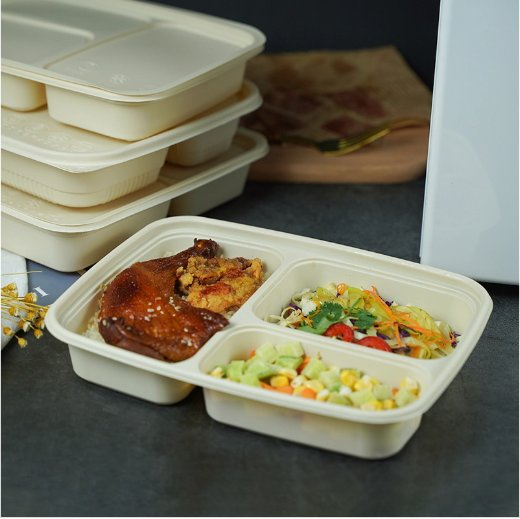 China Manufacturer Biodegradable Disposable Cornstarch Tableware Bento Lunch Box with Lids