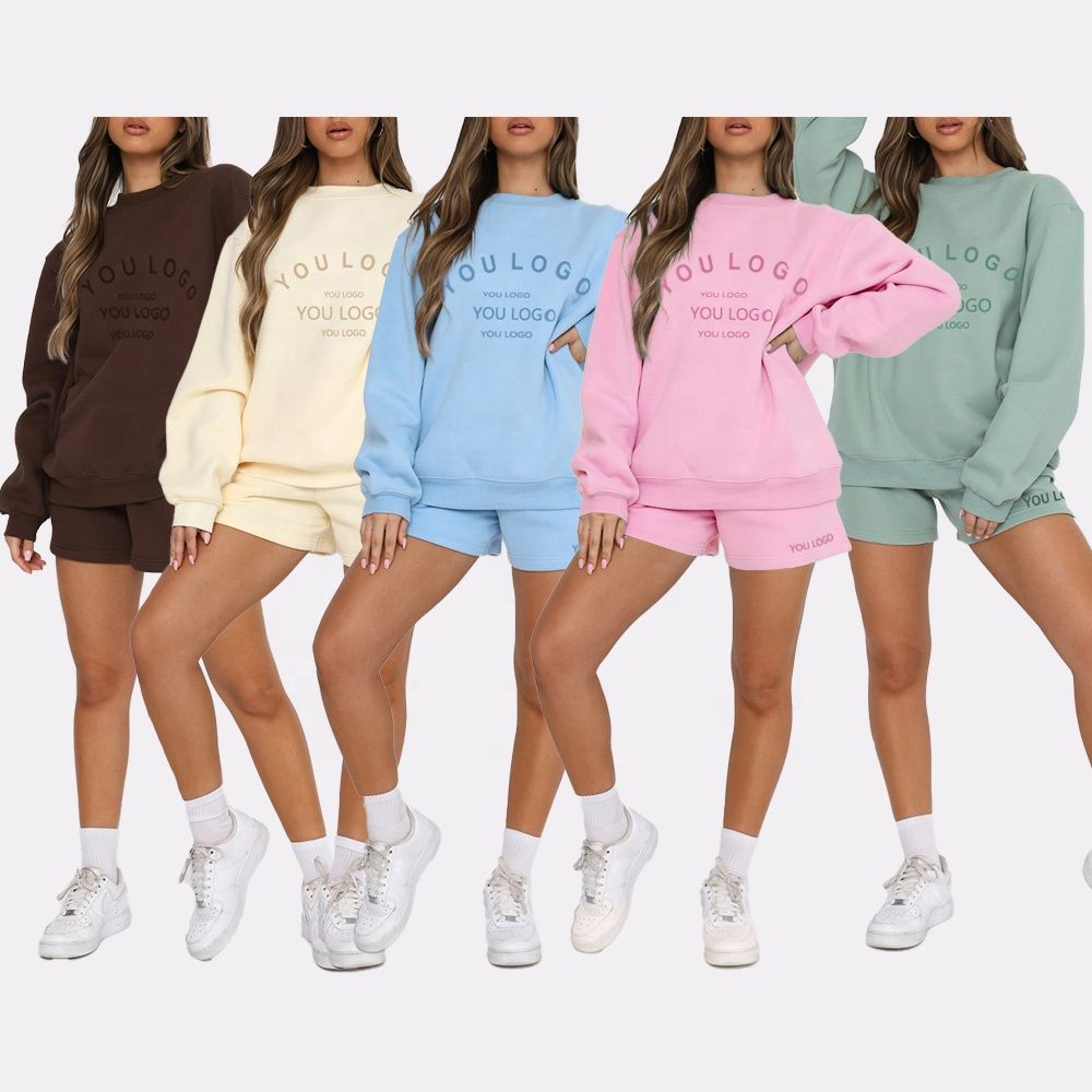 Hot Selling Set Women′ S Crewneck Sweatshirt Hoodies Tracksuit Manufacturer OEM
