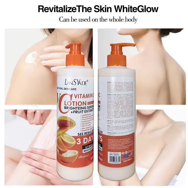 Wholesale Organic 500ml Skin Lightening Moisturizer Lotion Cream Vitamin C Whitening Body Lotion
