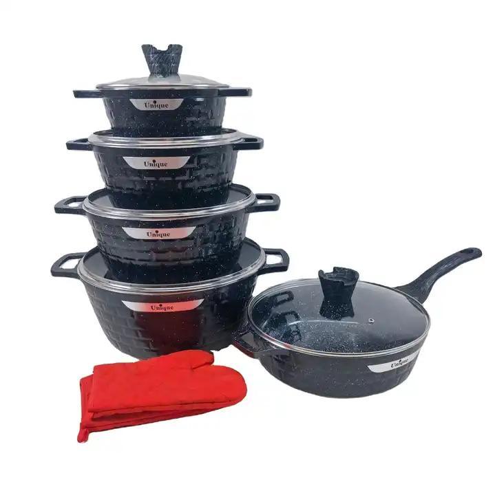 New Fashion 12 PCS High Quality Non-Stick Kitchen Ware Set Granite Manufacturer Fry Pan Cooking Pot