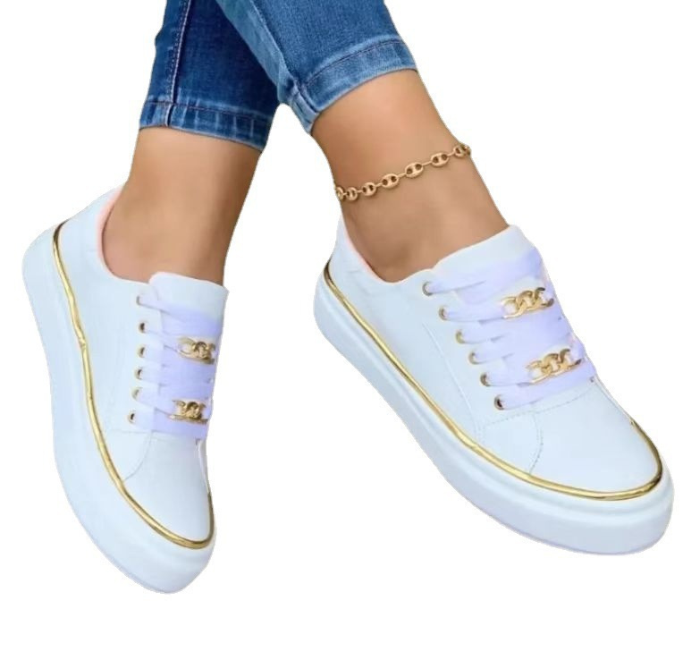 Supplier Bulk New Fashion Large Size Metal Style Flat Casual Shoes